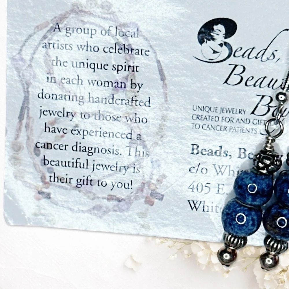 6135gc. Blue Ceramic Earrings - Picture 2 of 6